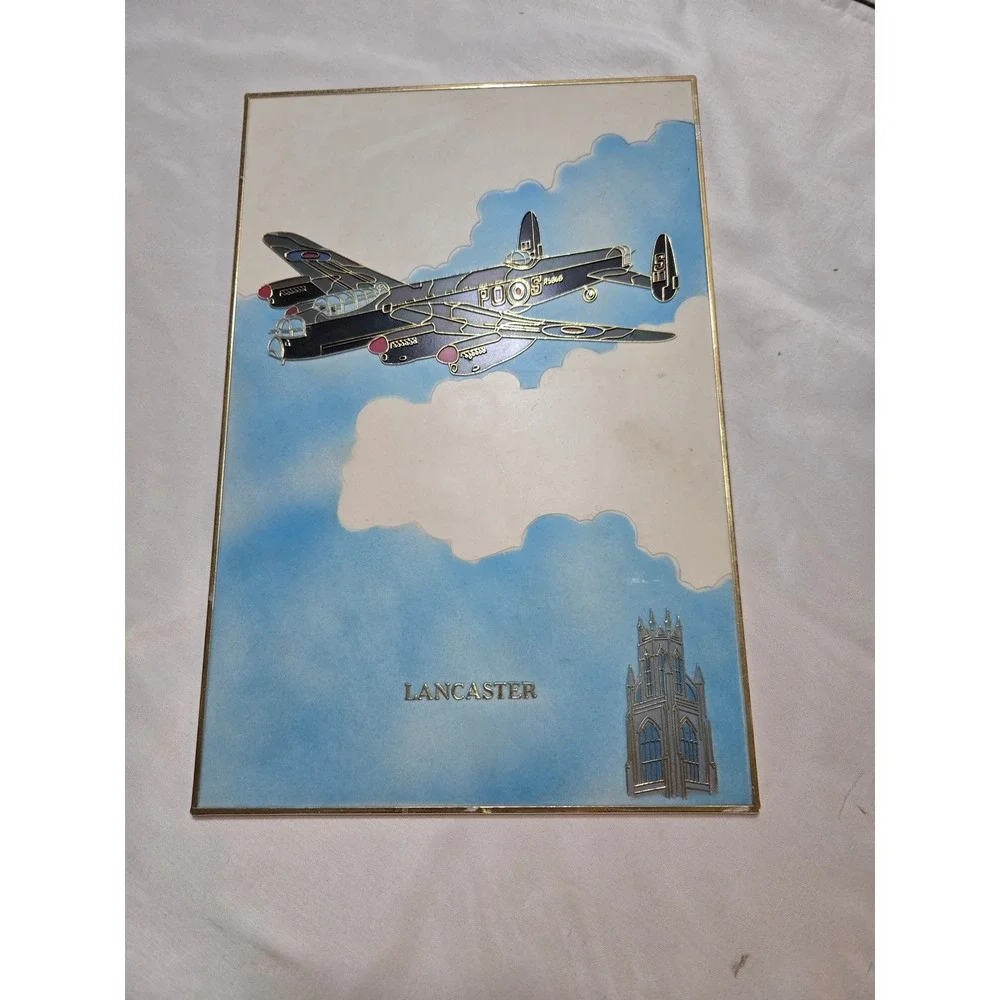 Vintage Avro Lancaster Bomber Airplane Wall Art Plaque Made England WWII Decor